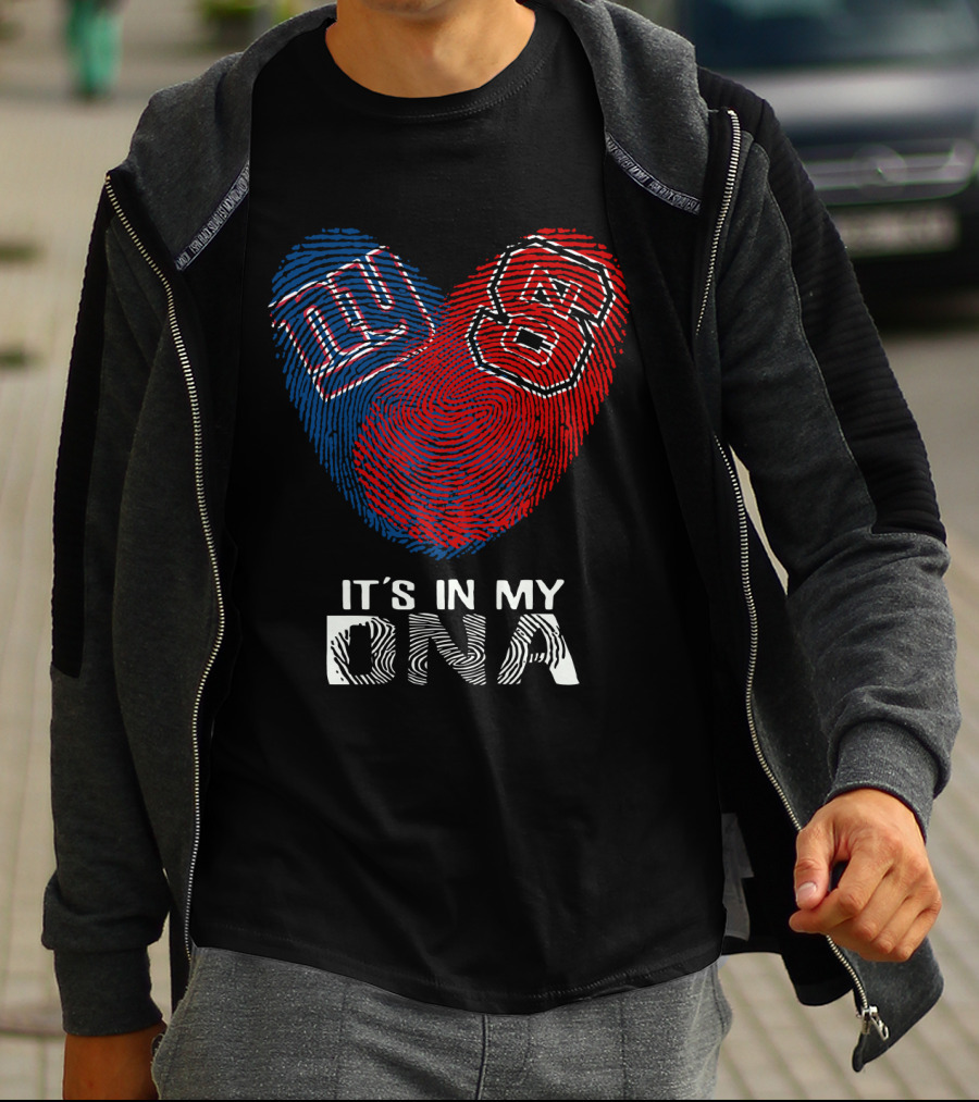 Giants NC State It's In My DNA Fingerprint Heart T-Shirt