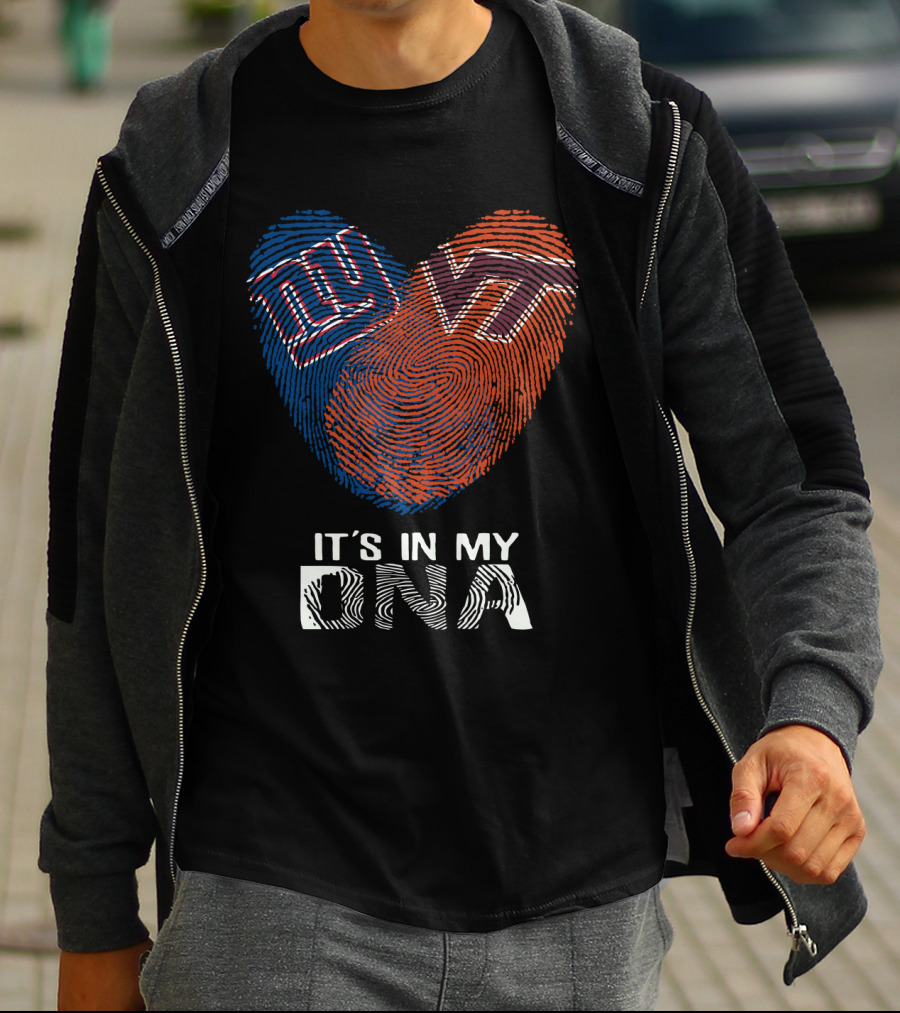 Giants VT It's In My DNA Fingerprint Heart T-Shirt