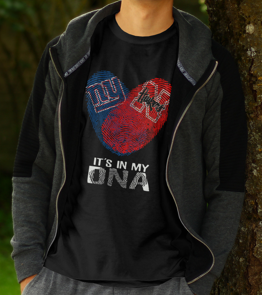 Giants Huskers It's In My DNA Fingerprint Heart T-Shirt