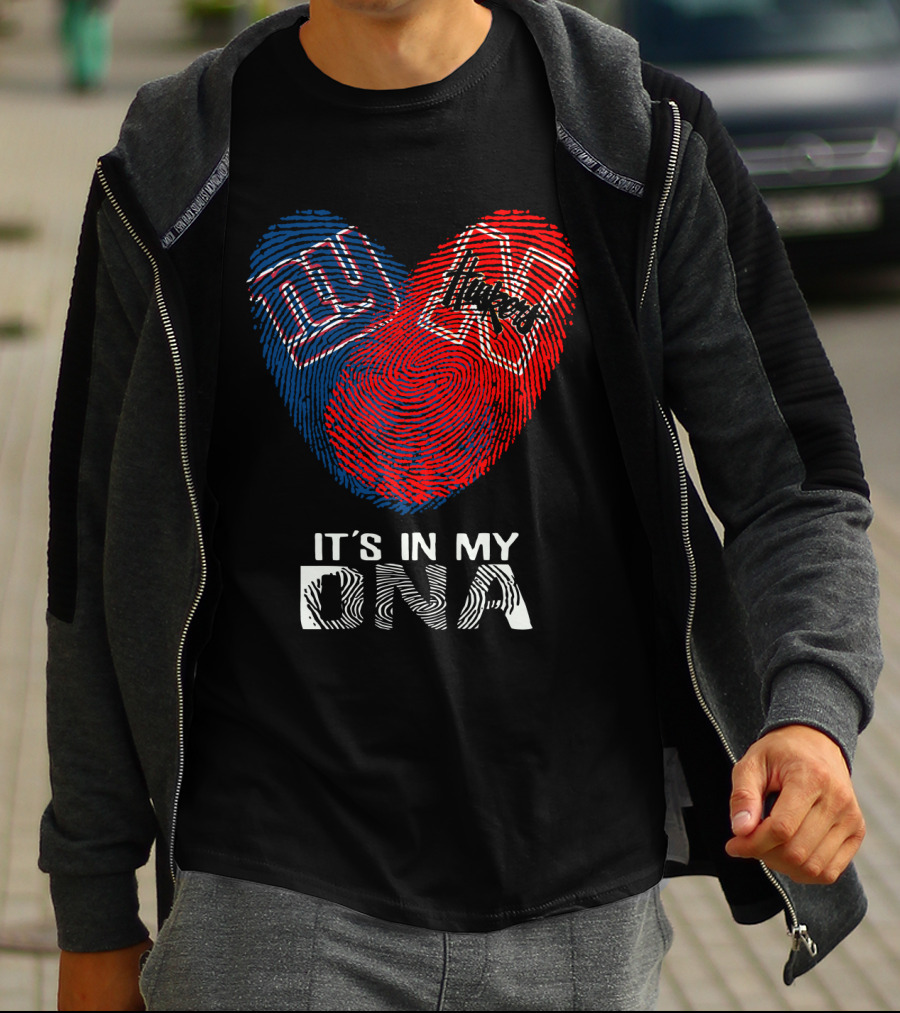 Giants Huskers It's In My DNA Fingerprint Heart T-Shirt