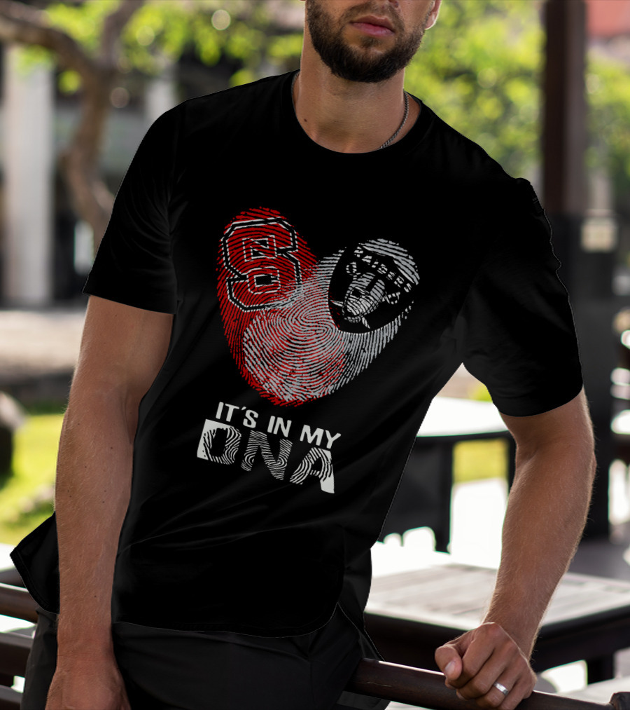 Raiders NC State It's In My DNA Fingerprint Heart T-Shirt
