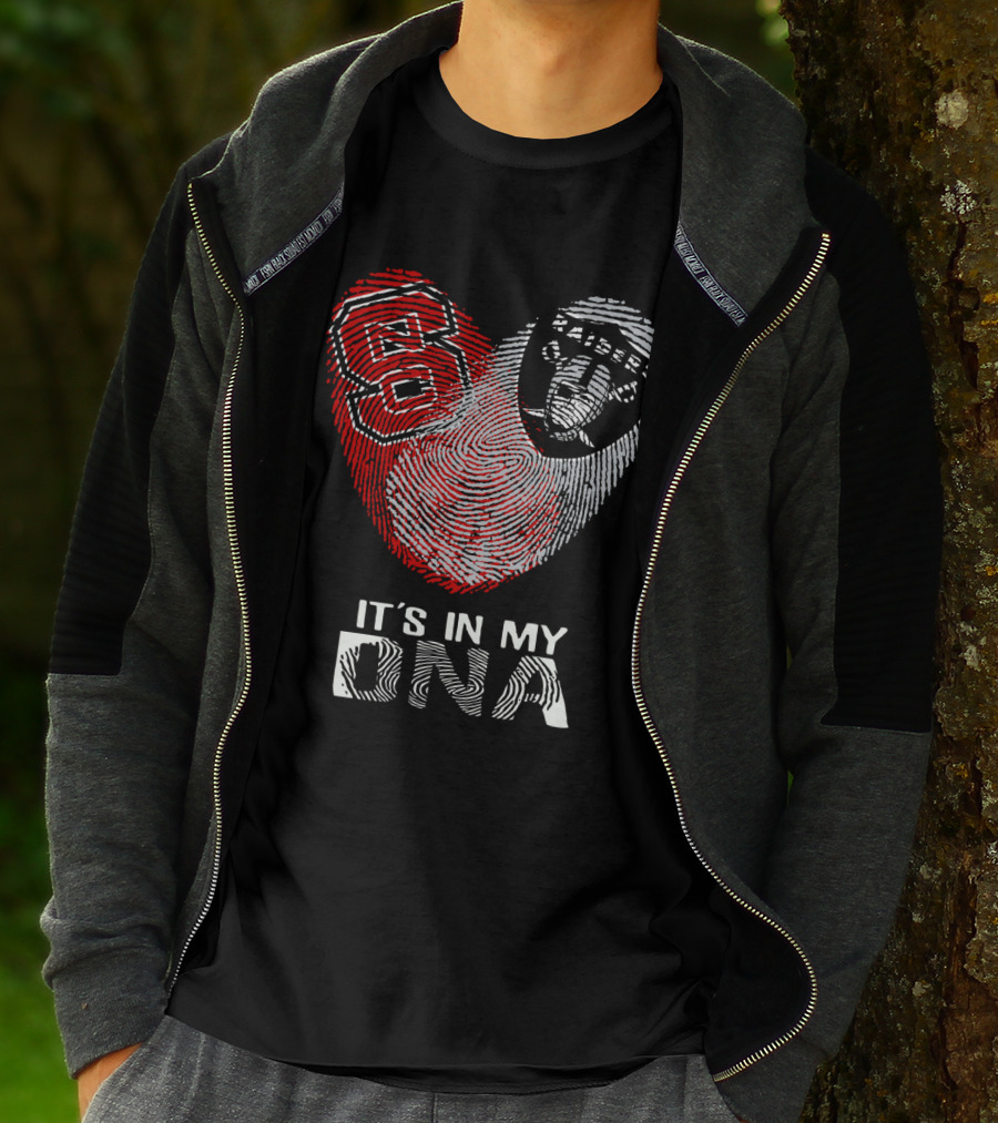Raiders NC State It's In My DNA Fingerprint Heart T-Shirt