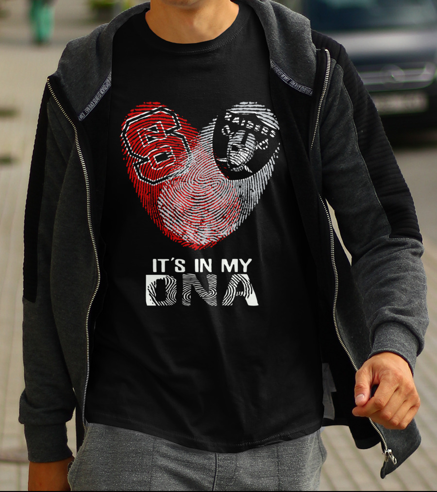 Raiders NC State It's In My DNA Fingerprint Heart T-Shirt