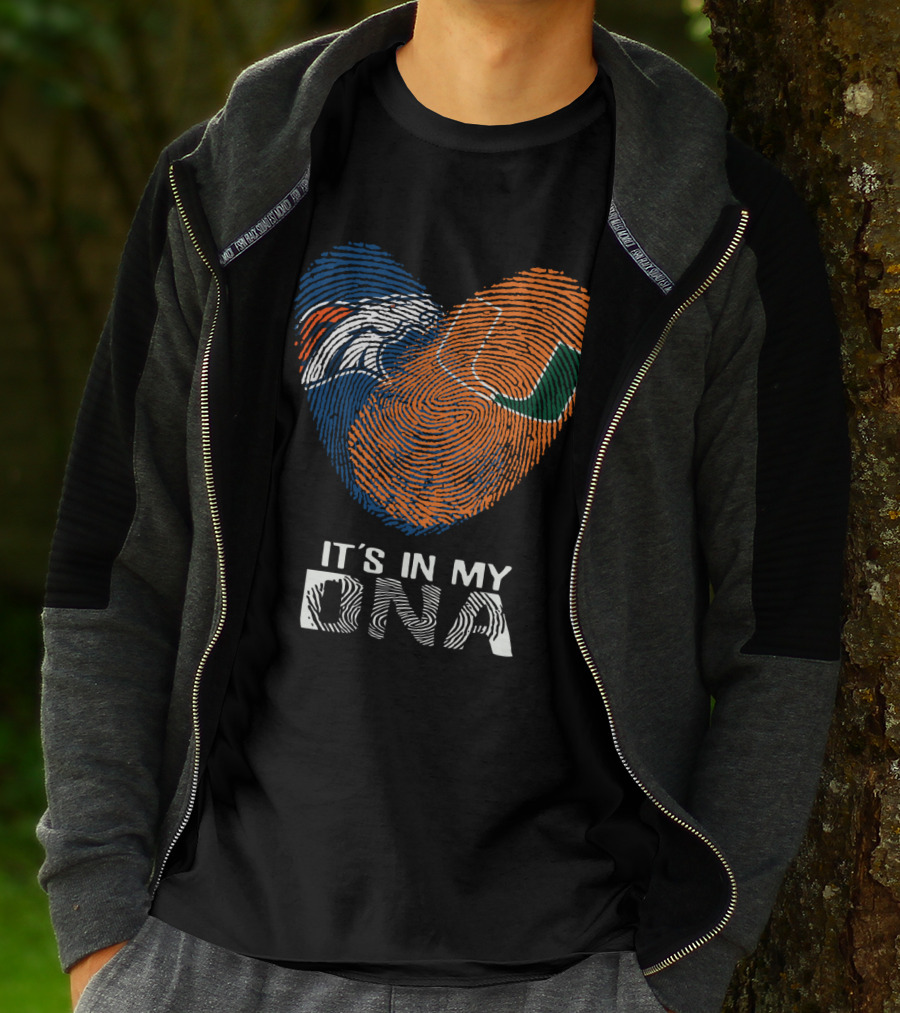 Broncos Hurricanes It's In My DNA Fingerprint Heart T-Shirt