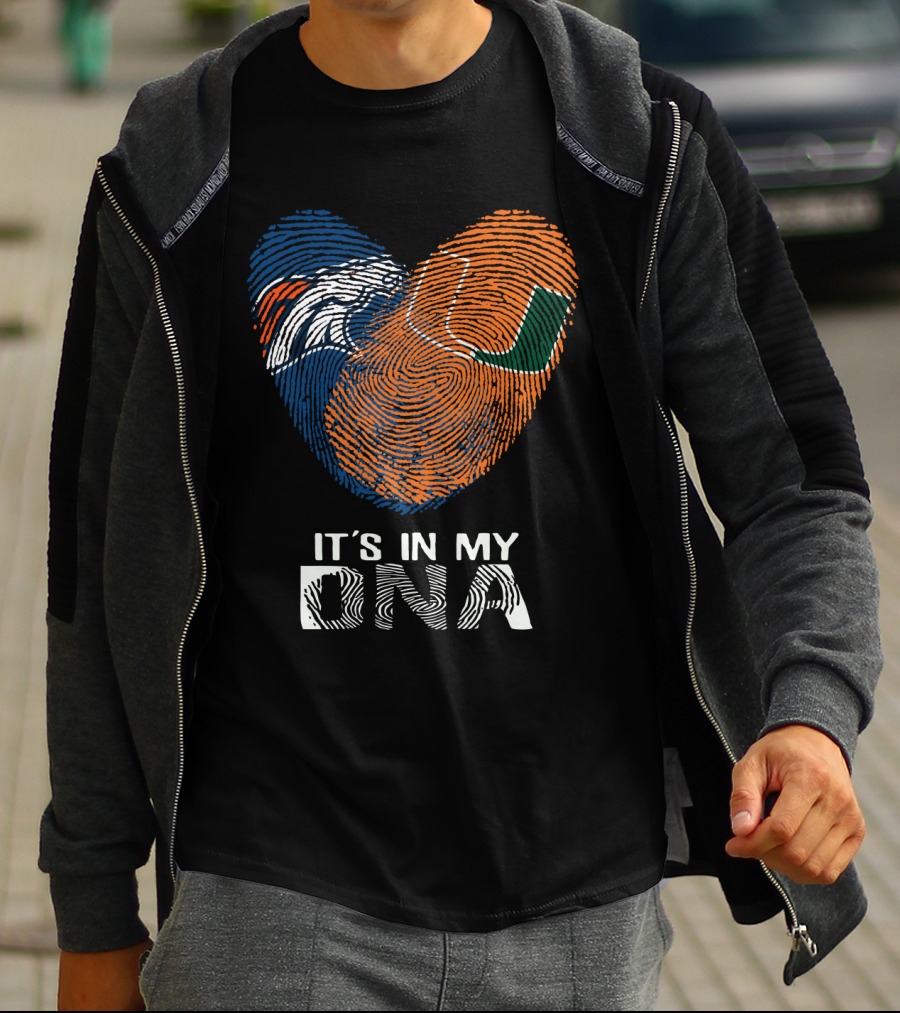 Broncos Hurricanes It's In My DNA Fingerprint Heart T-Shirt