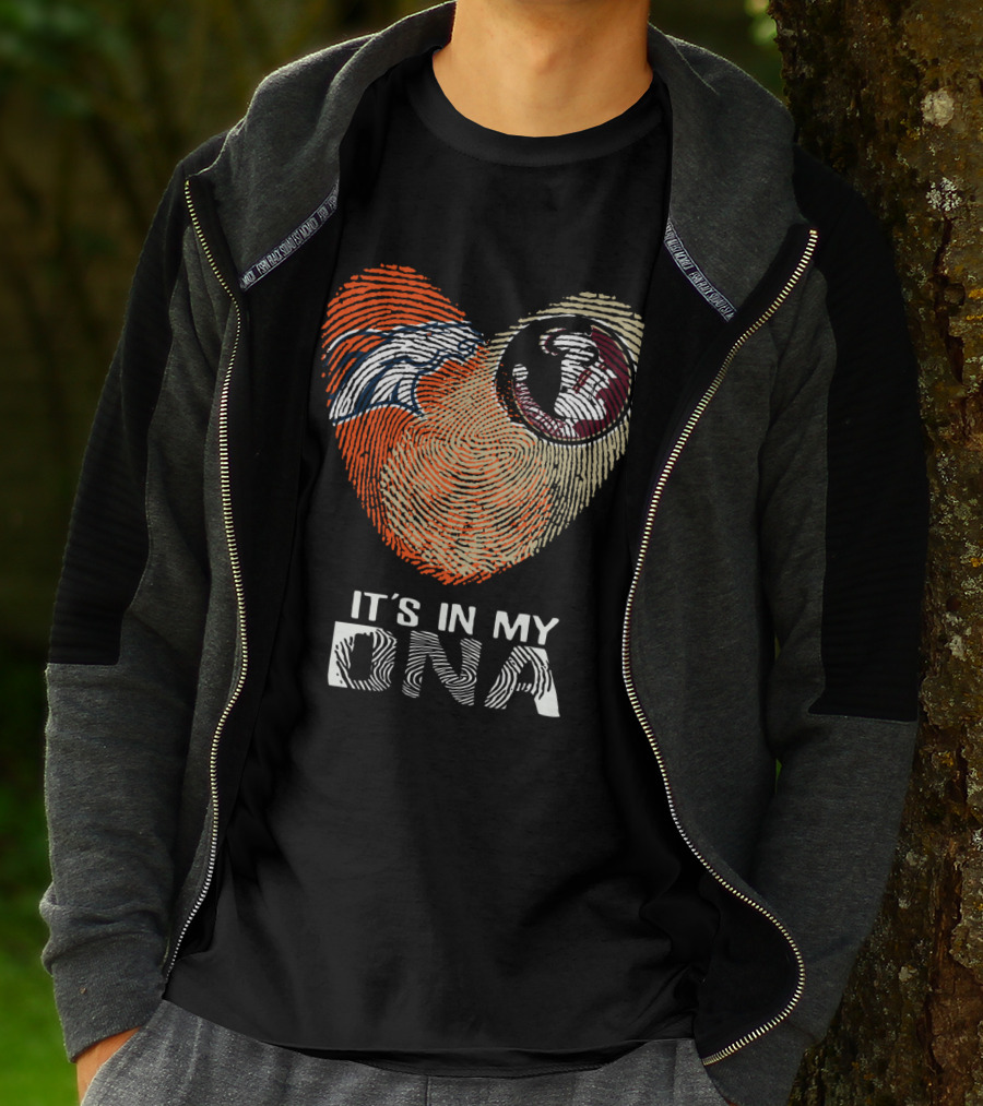 Broncos Seminoles It's In My DNA Heart Fingerprint T-Shirt