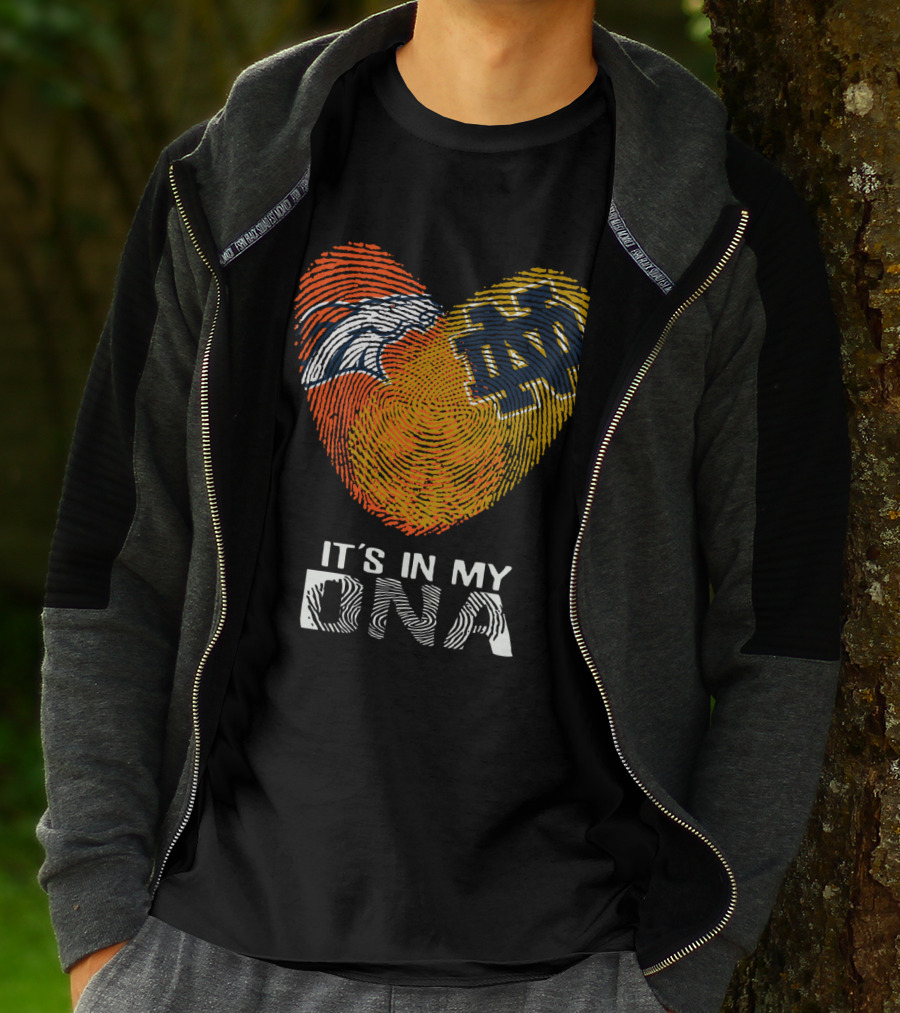 Broncos Notre Dame Fingerprint Heart It's In My DNA T-Shirt