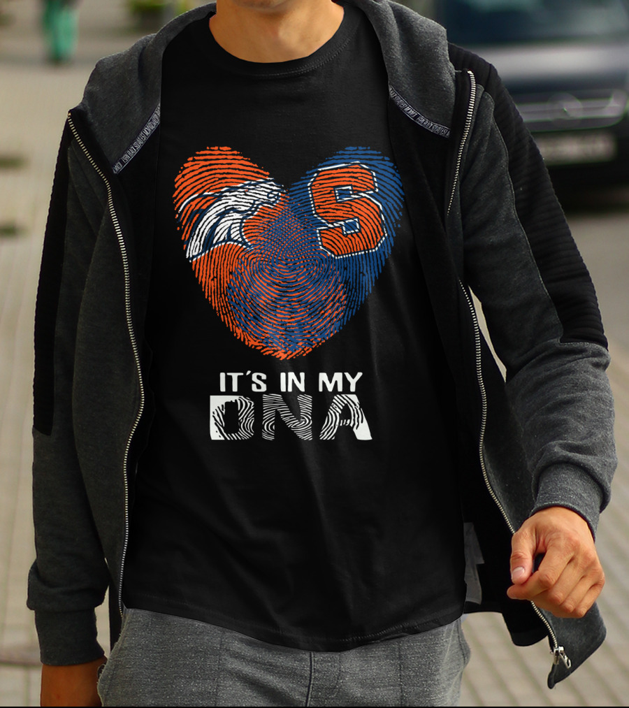 Broncos Syracuse Fingerprint Heart It's In My DNA T-Shirt