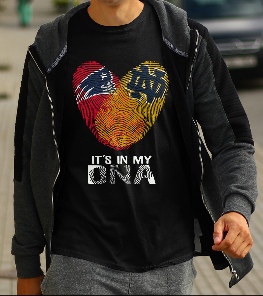 Patriots Notre Dame It's In My DNA Fingerprint Heart T-Shirt