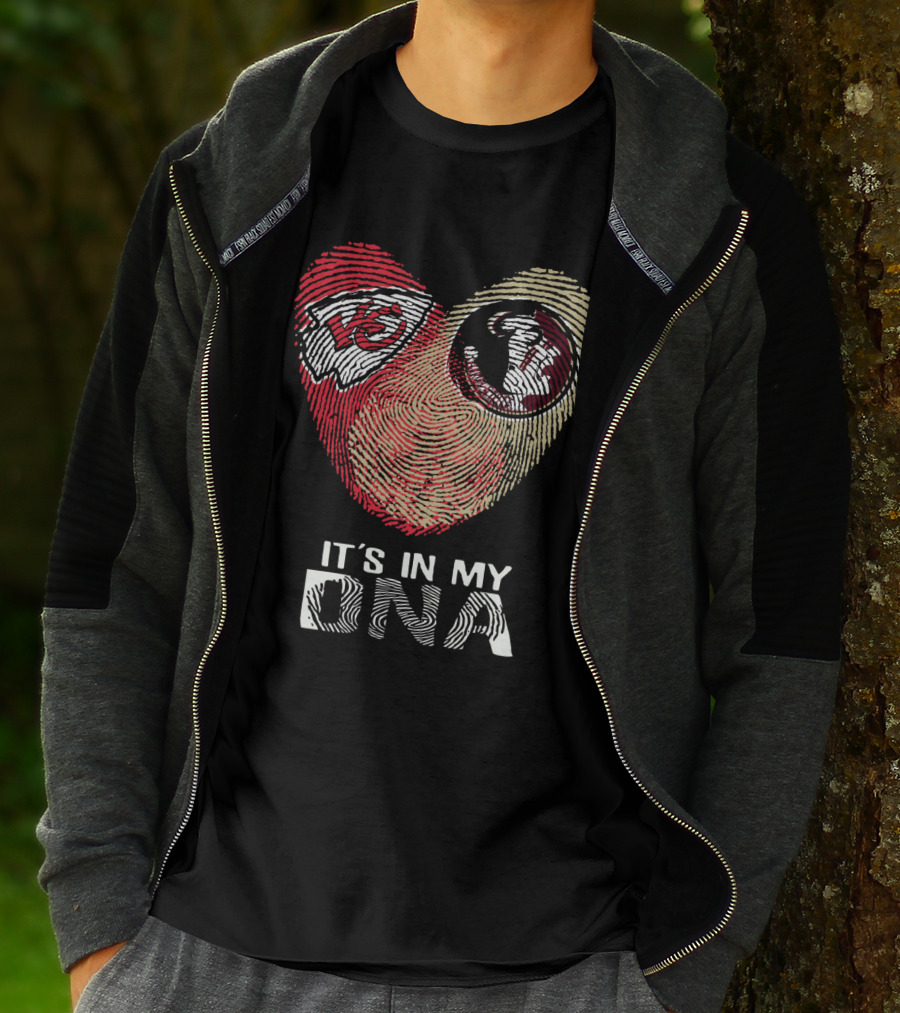 Chiefs Seminoles Fingerprint Heart It's In My Dna T-Shirt