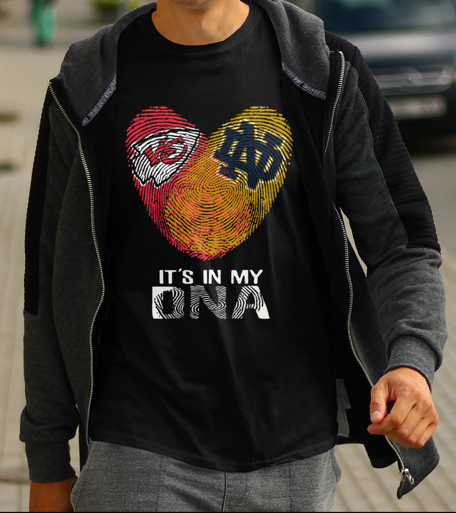 Chiefs Notre Dame It's In My DNA Fingerprint Heart T-Shirt