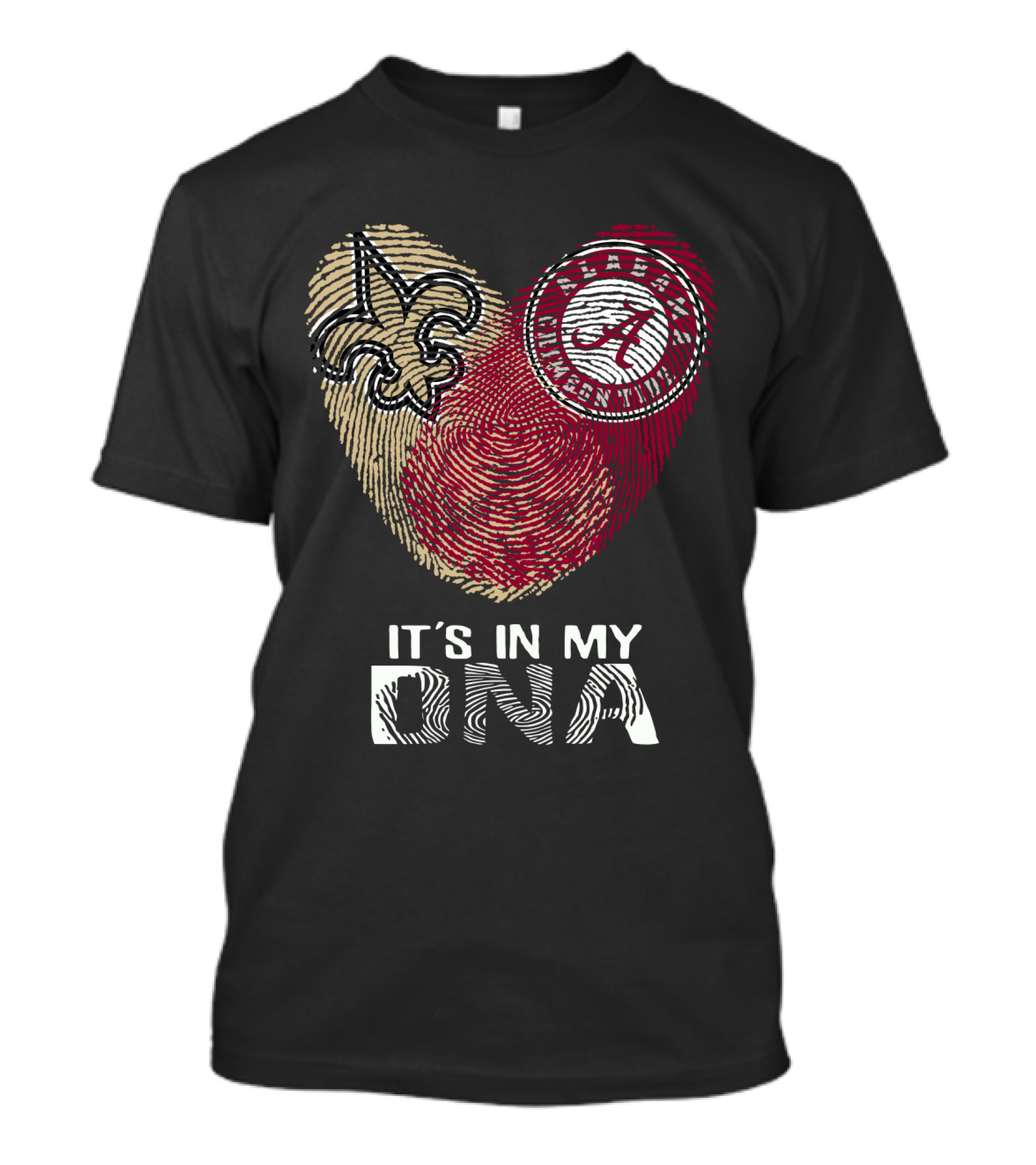 Saints Alabama It's In My DNA Fleur-de-Lis Fingerprint Crimson Tide T-Shirt