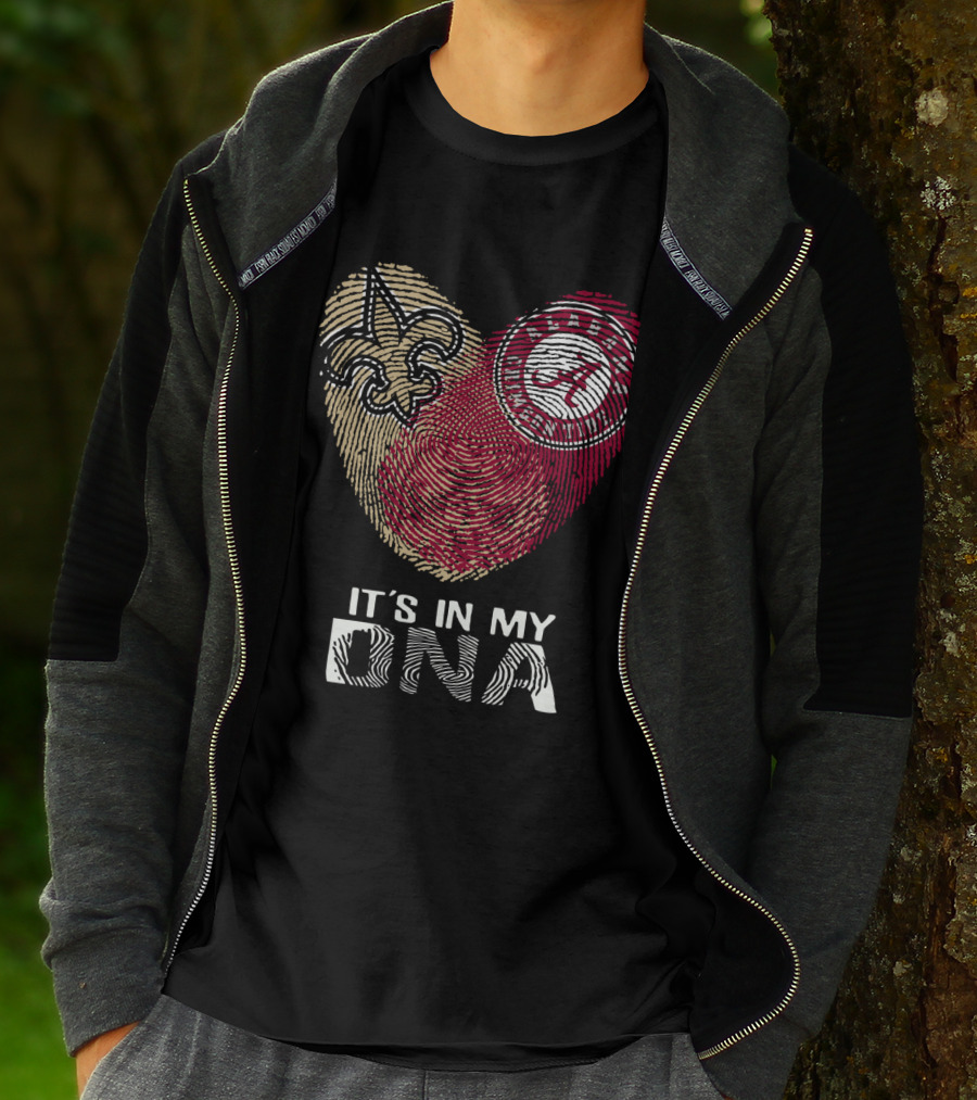 Saints Alabama It's In My DNA Fleur-de-Lis Fingerprint Crimson Tide T-Shirt