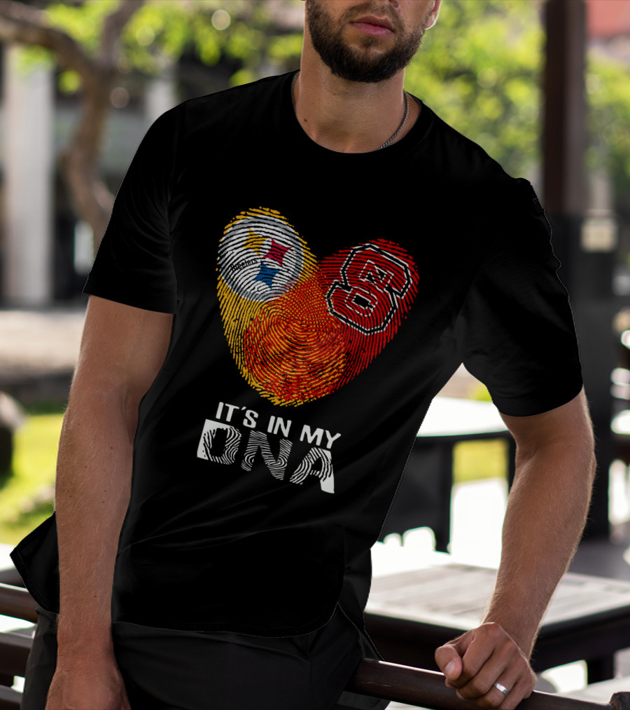 Steelers NC St It's In My DNA Fingerprint Heart T-Shirt