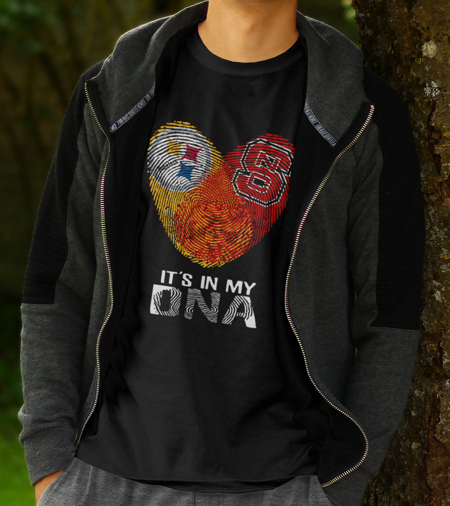 Steelers NC St It's In My DNA Fingerprint Heart T-Shirt