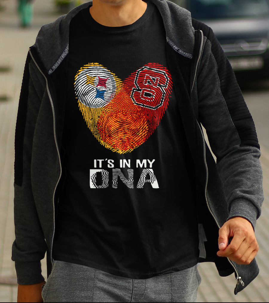 Steelers NC St It's In My DNA Fingerprint Heart T-Shirt