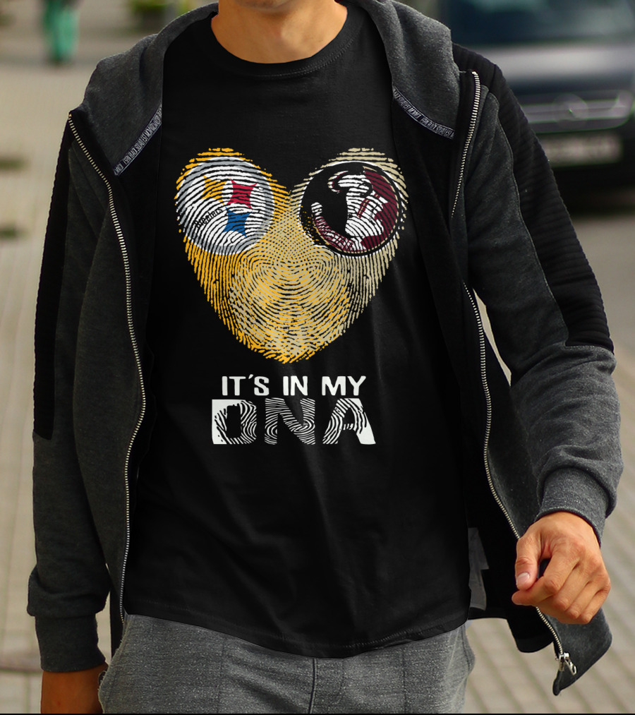 Steelers Seminoles It's In My DNA Fingerprint Heart T-Shirt