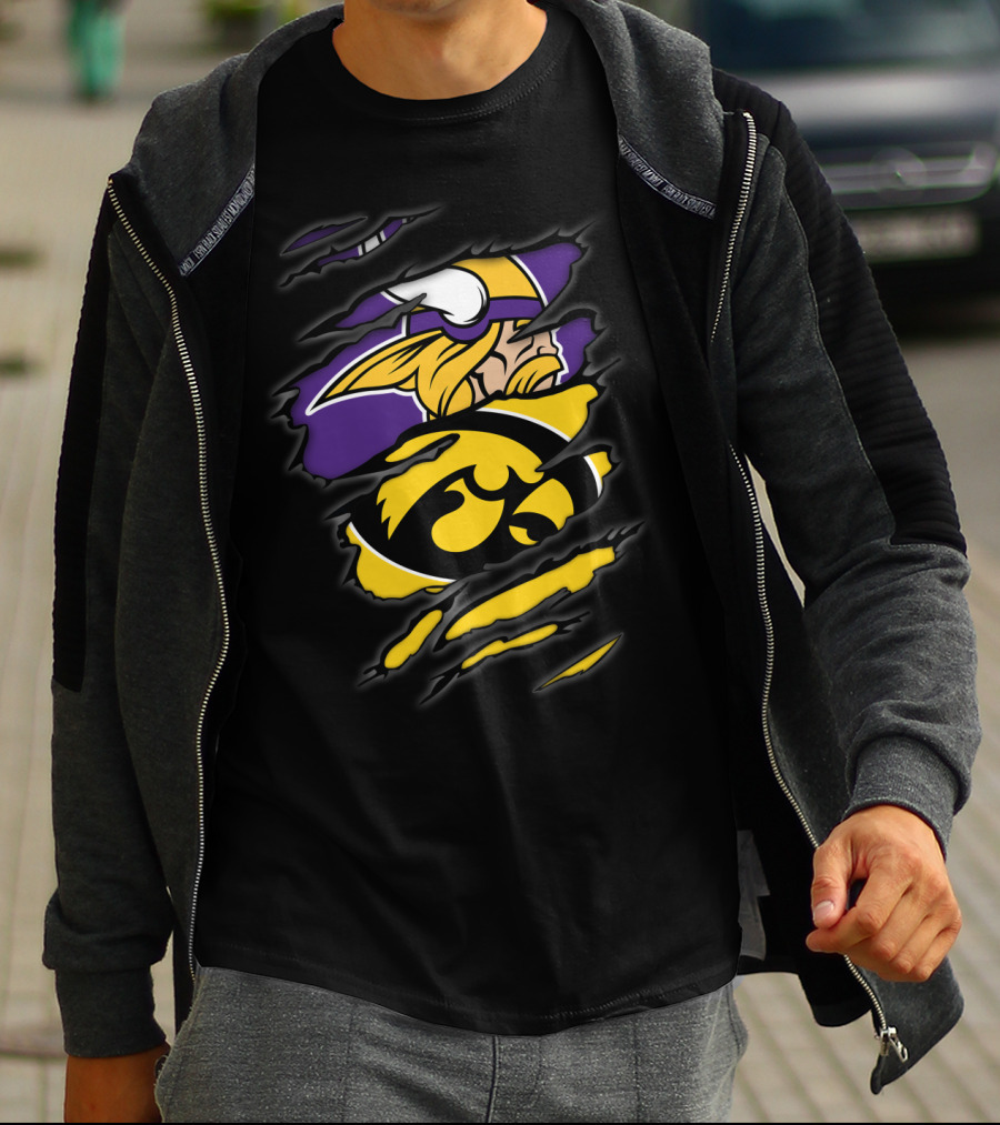 Minnesota Vikings And University Of Iowa Hawkeyes Inspired T-Shirt