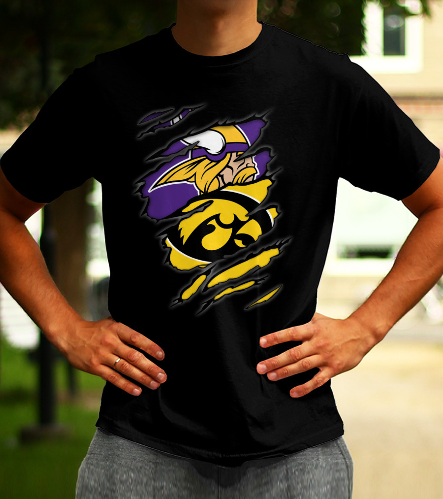 Minnesota Vikings And University Of Iowa Hawkeyes Inspired T-Shirt