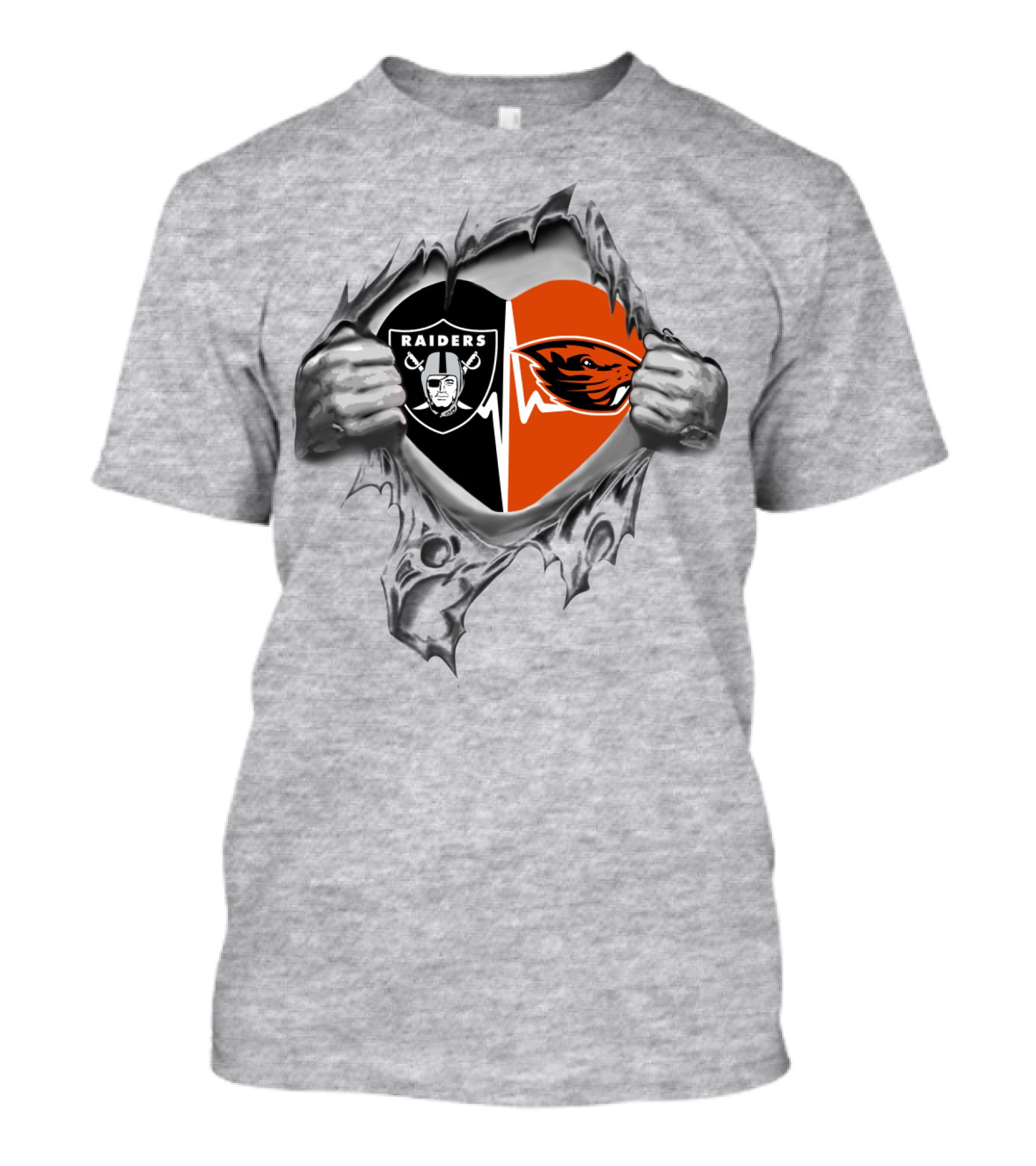 Raiders Beavers Heart Symbol Loyalty Dual Team Support T-Shirt
