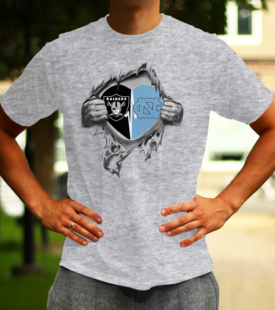 Raiders Tar Heels Heart Torn T-Shirt