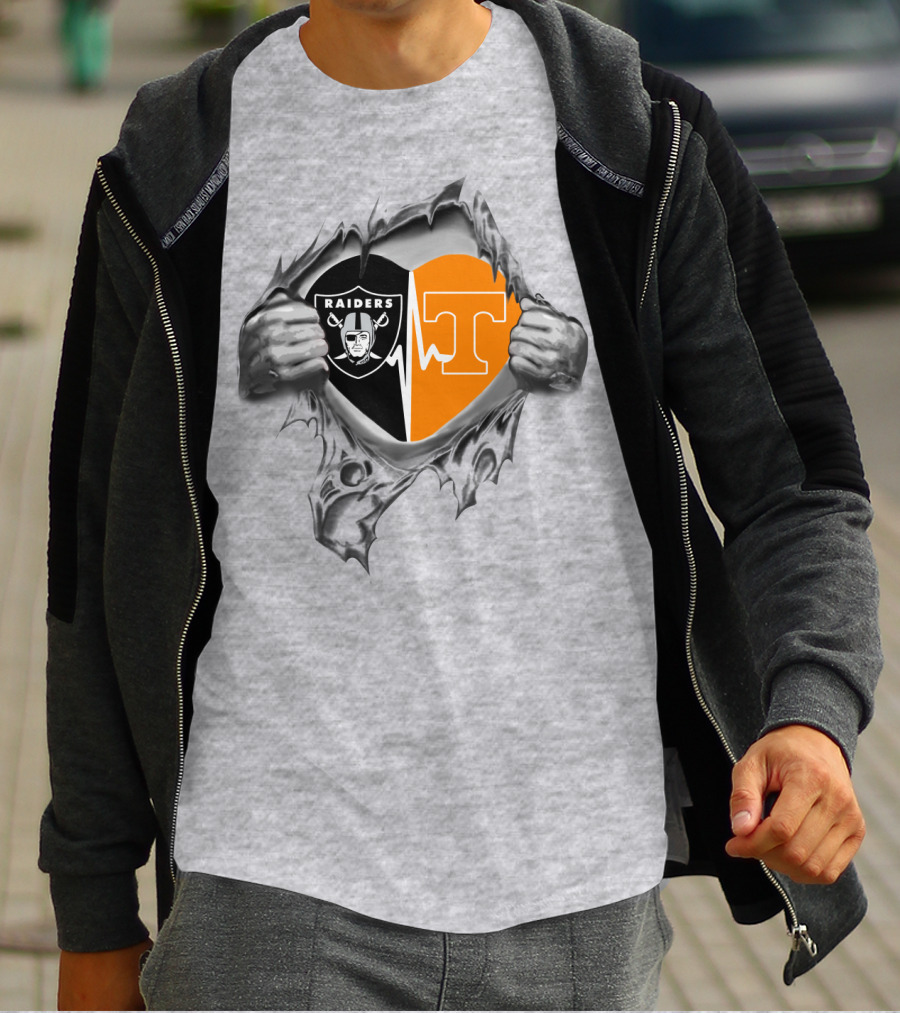 Raiders Tennessee Heartbeat Iconic Dual Loyalty Fan Passion T-Shirt