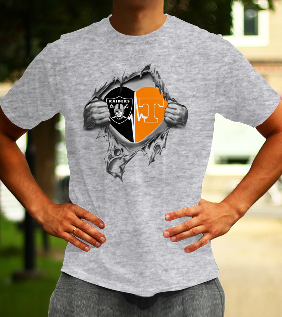 Raiders Tennessee Heartbeat Iconic Dual Loyalty Fan Passion T-Shirt