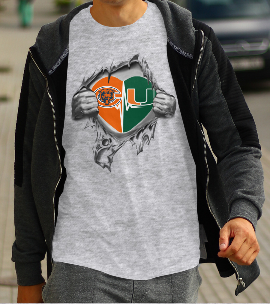 Bears Hurricanes Heart Shaped Torn T-Shirt