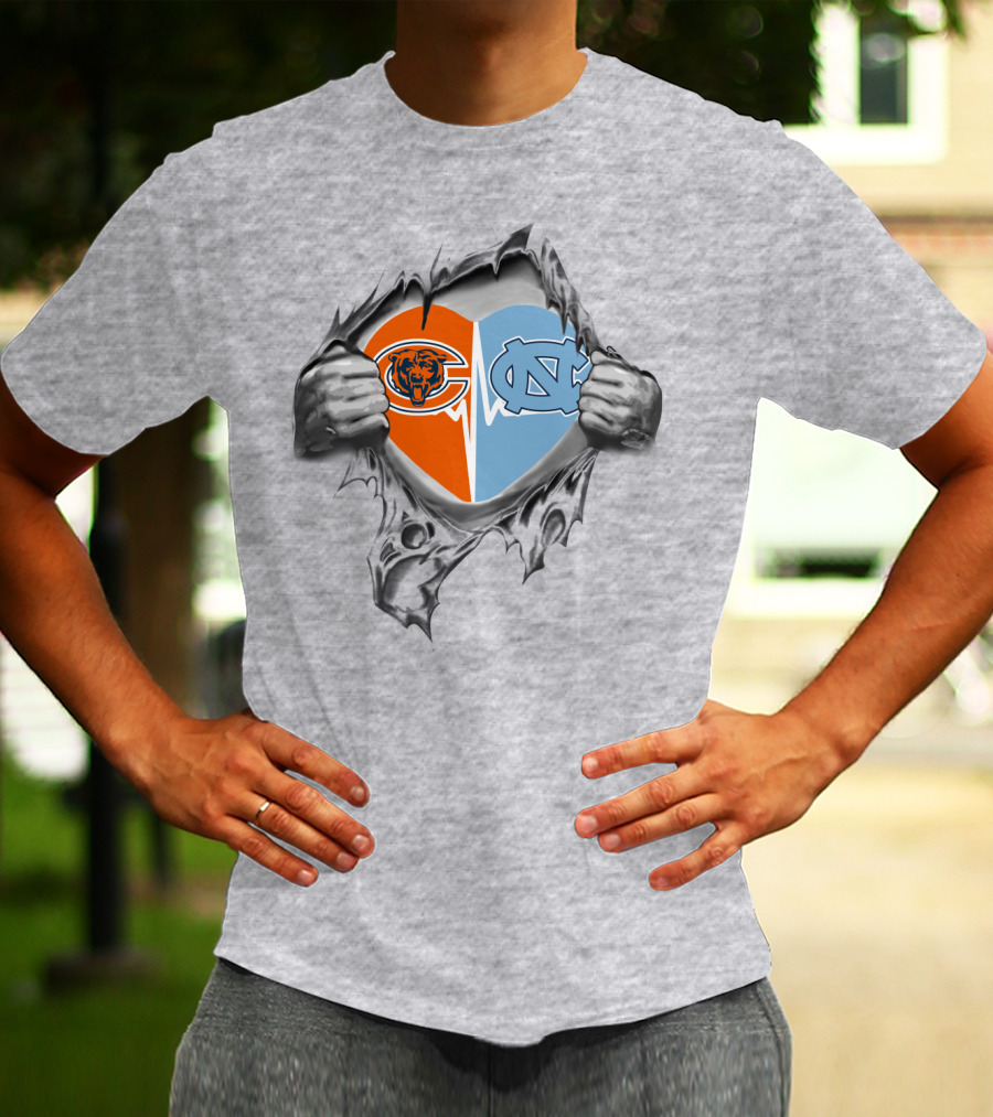 Bears Tar Heels Heart Break Open Logo Fusion T-Shirt