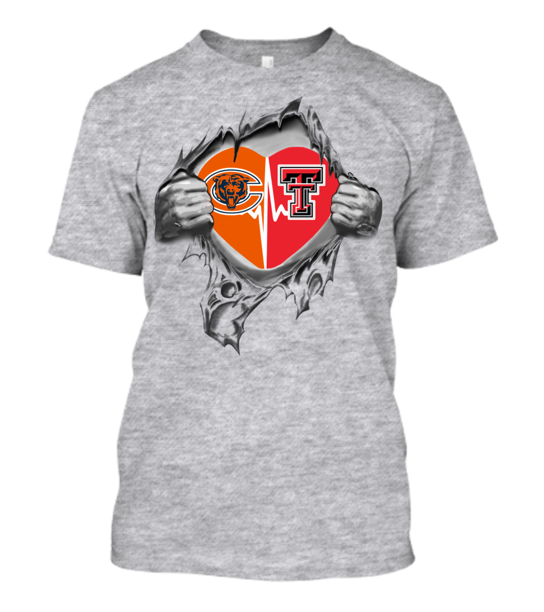 Bears Texas Tech Split Heart T-Shirt