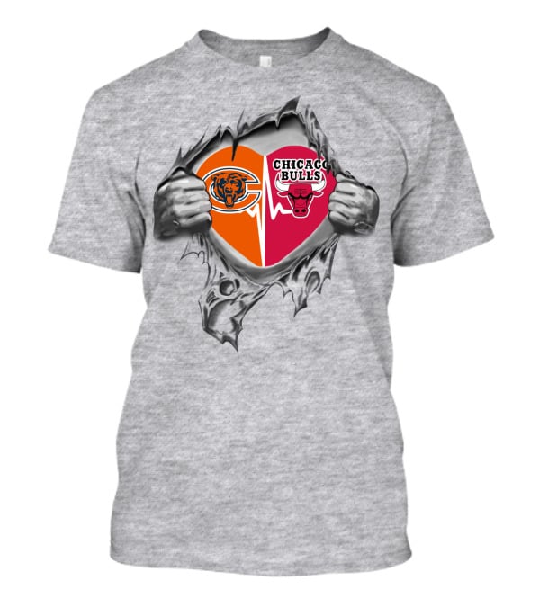 Chicago Bears And Bulls Heart Hands Tearaway T-Shirt
