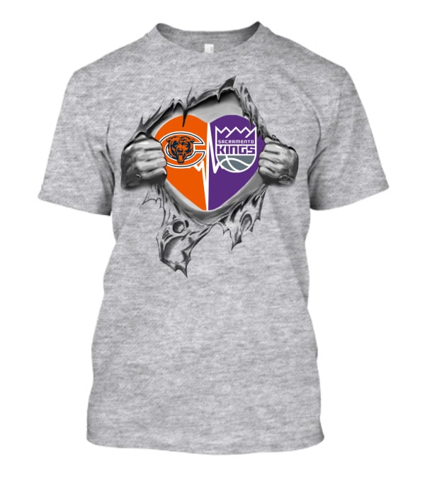 Bears Sacramento Kings Heart Symbol Torn Fabric T-Shirt