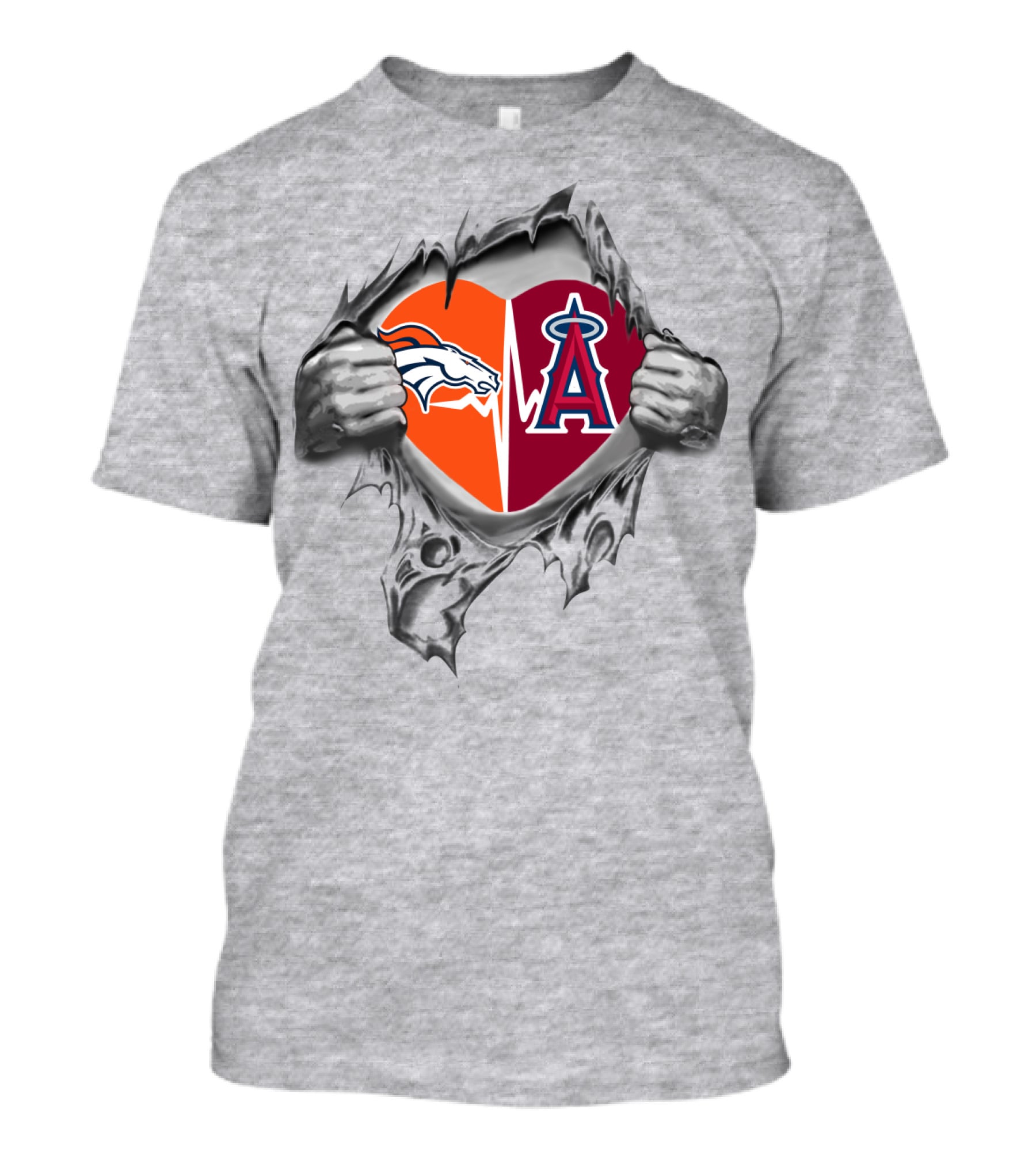 Broncos Angels Heart Torn Open Logo Fusion T-Shirt