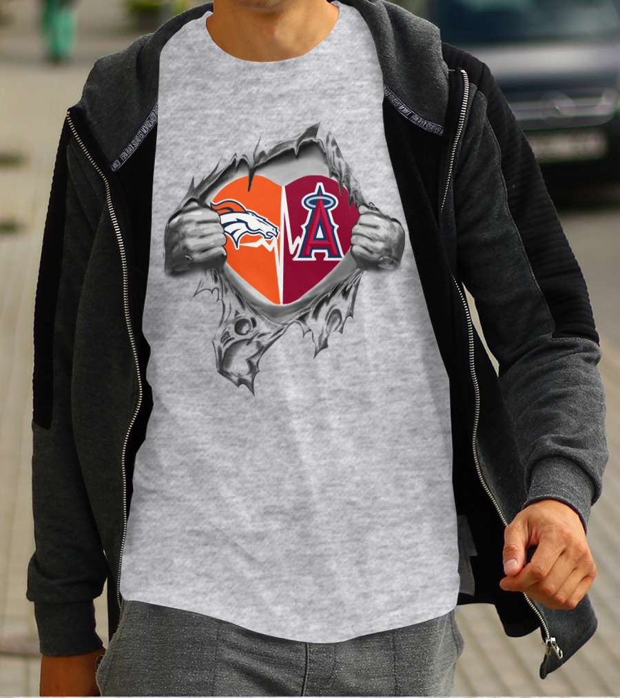 Broncos Angels Heart Torn Open Logo Fusion T-Shirt