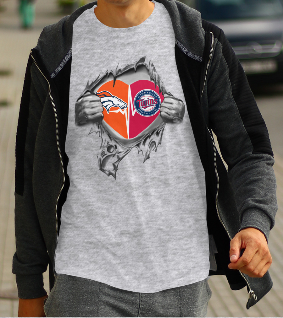 Broncos Twins Minnesota Heart Fusion T-Shirt