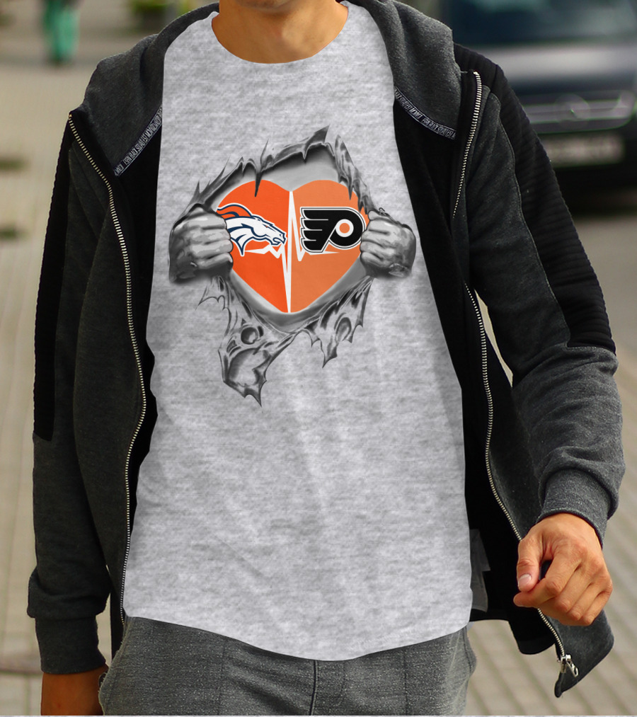 Broncos Flyers Heart Hands Rip Through Passion T-Shirt