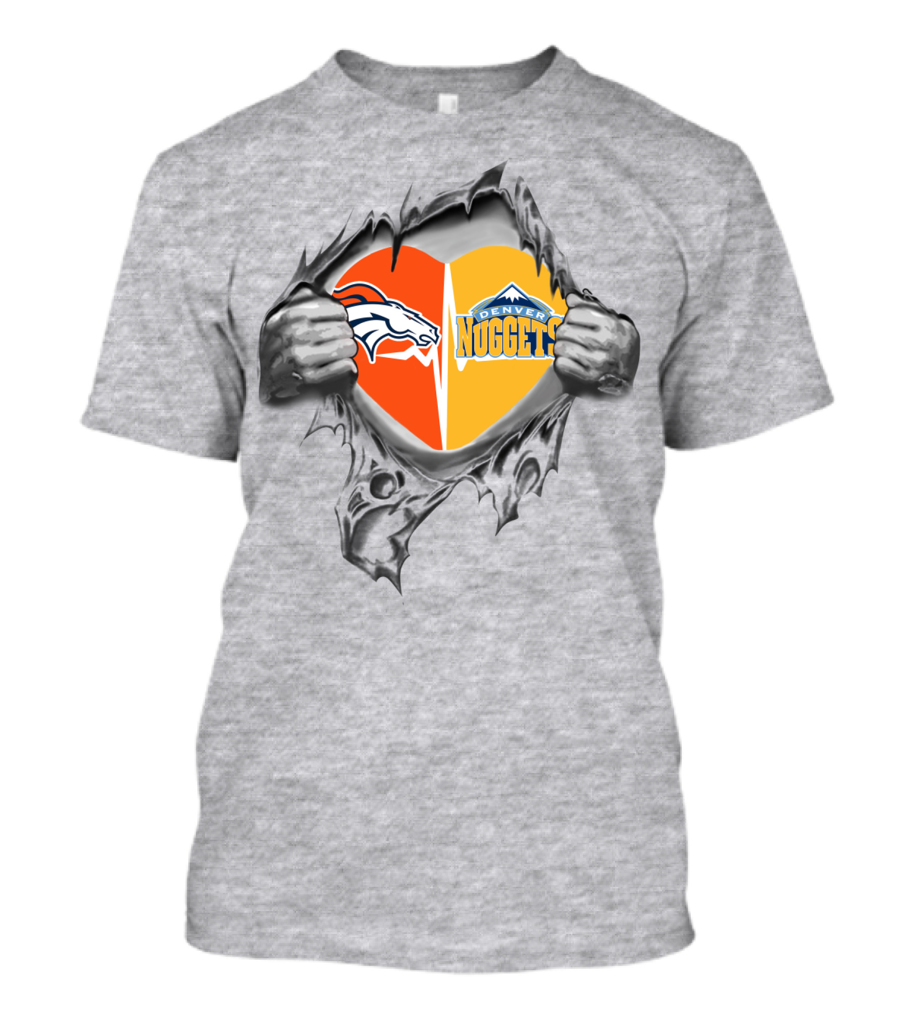 Broncos Nuggets Heart Denver Loyalty Nfl Nba Fan Pride T-Shirt