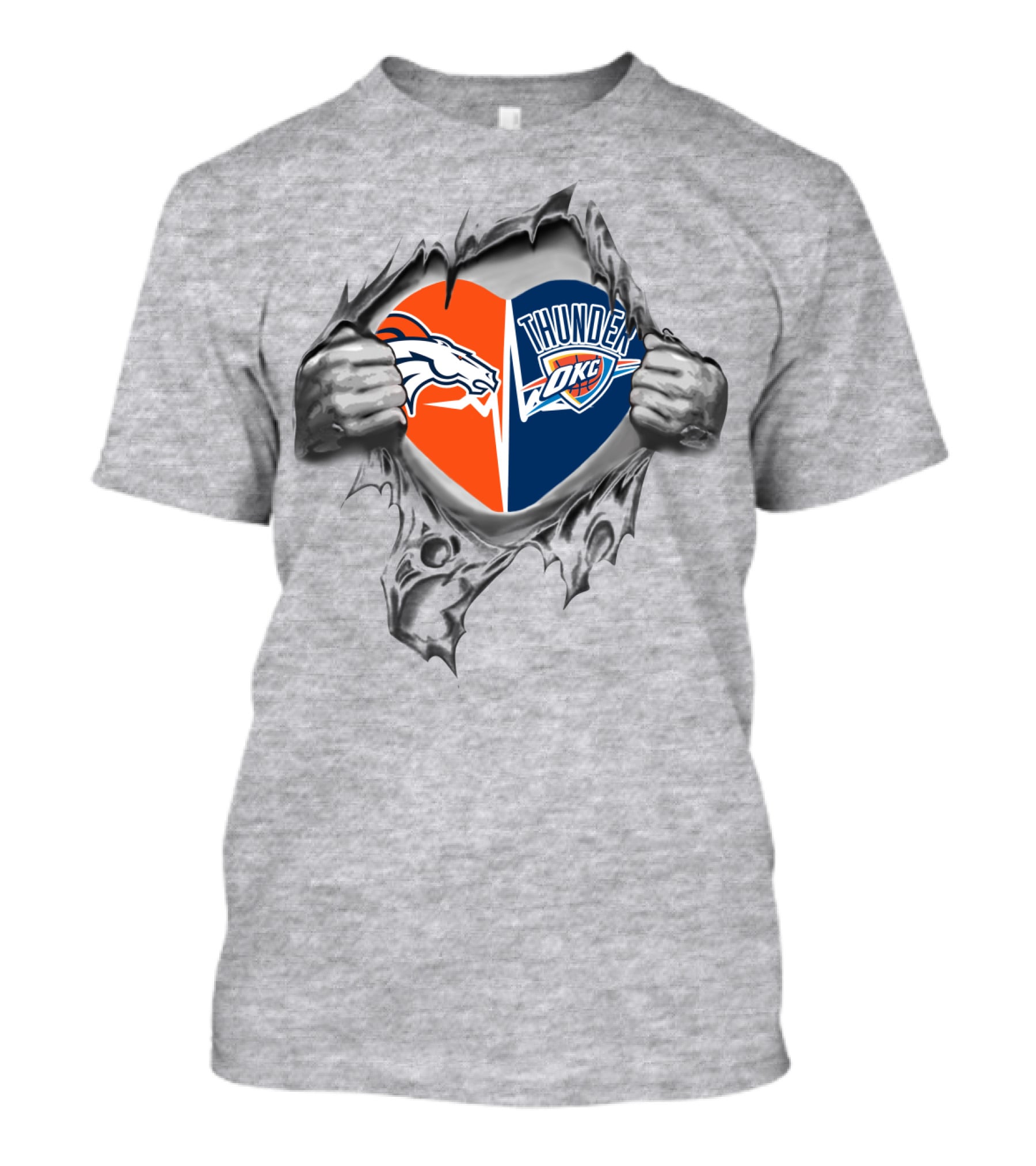 Broncos Thunder OKC Heart Torn T-Shirt