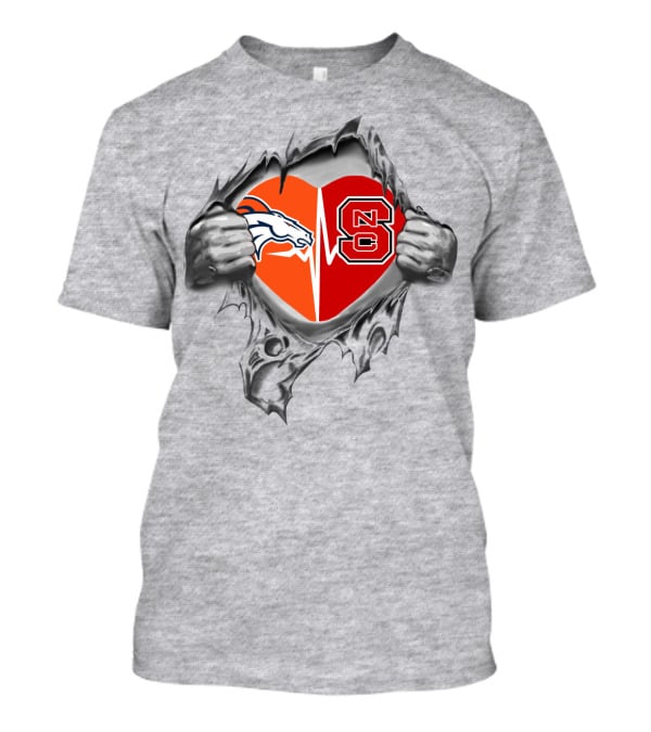 Denver Broncos NC State Heart Torn T-Shirt