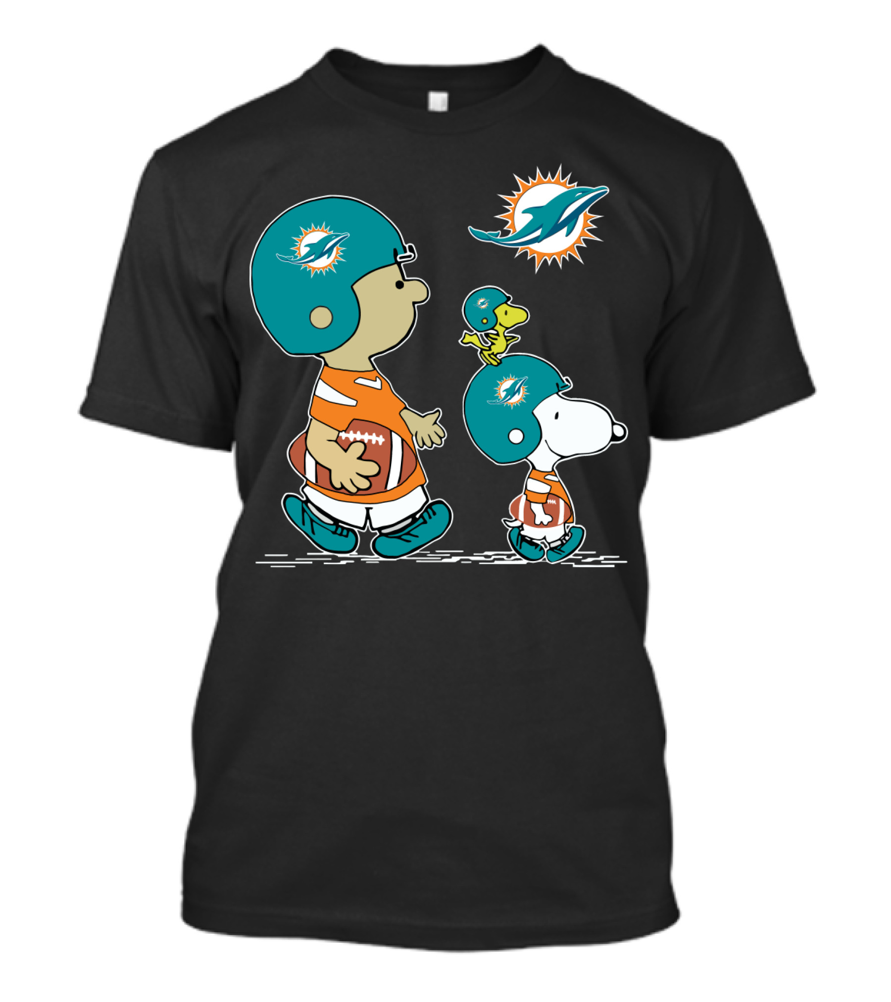 Miami Dolphins Snoopy And Woodstock Football Adventure T-Shirt
