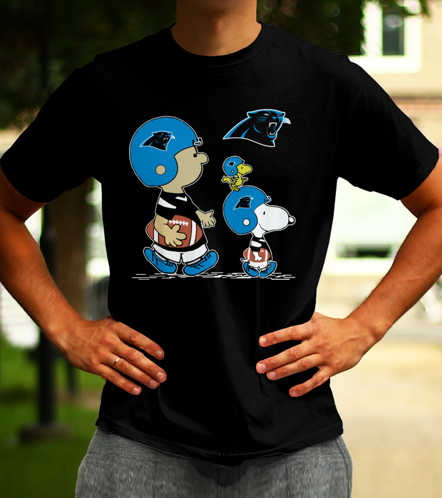 Panthers Snoopy Football Helmet Peanuts Cartoon Characters T-Shirt