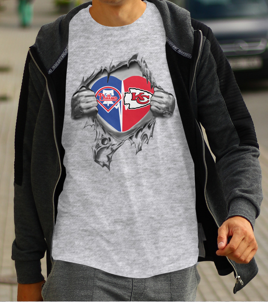 Phillies Chiefs Heart Combined Fan Spirit T-Shirt