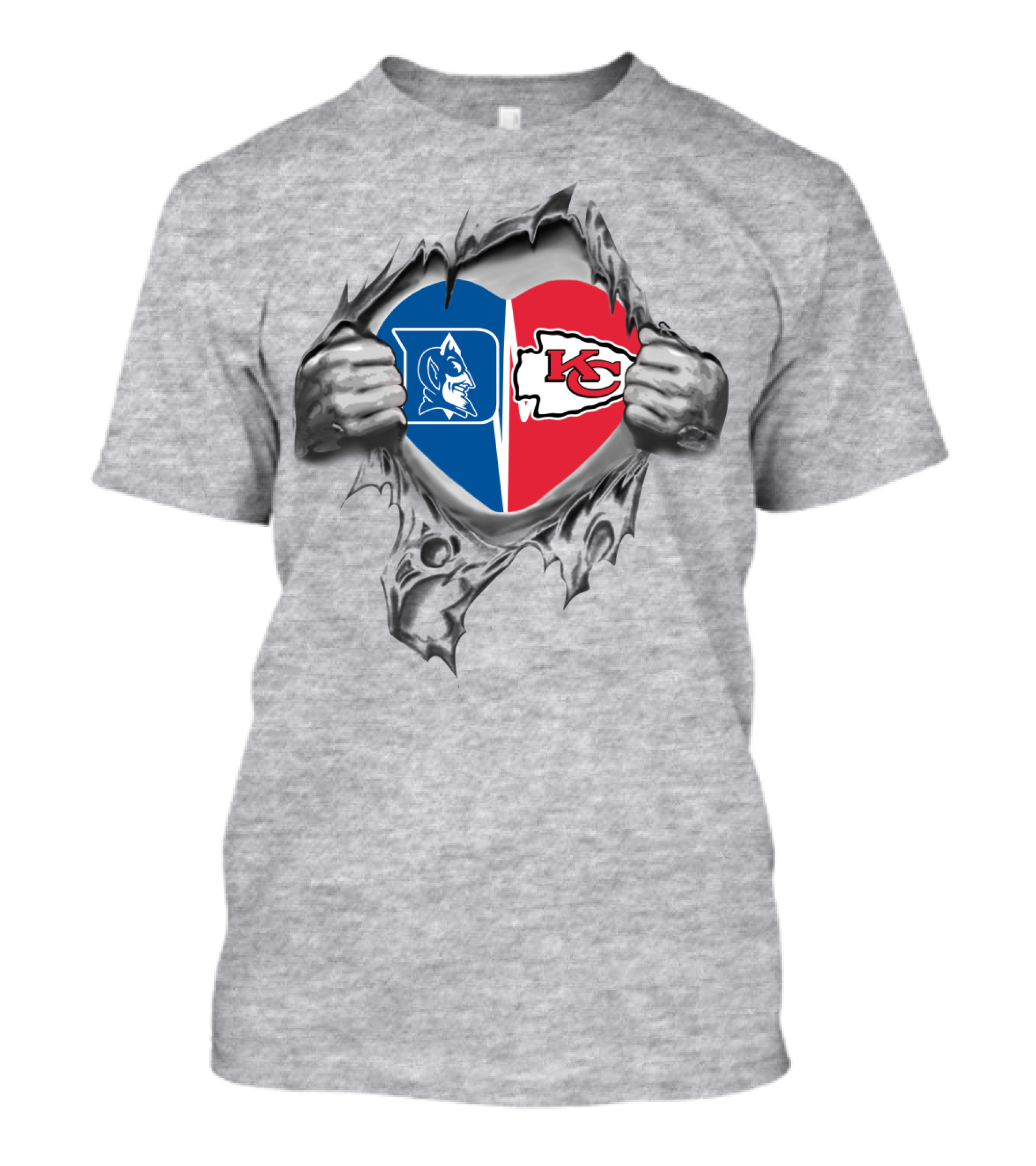 Chiefs And Duke Blue Devils Heart T-Shirt