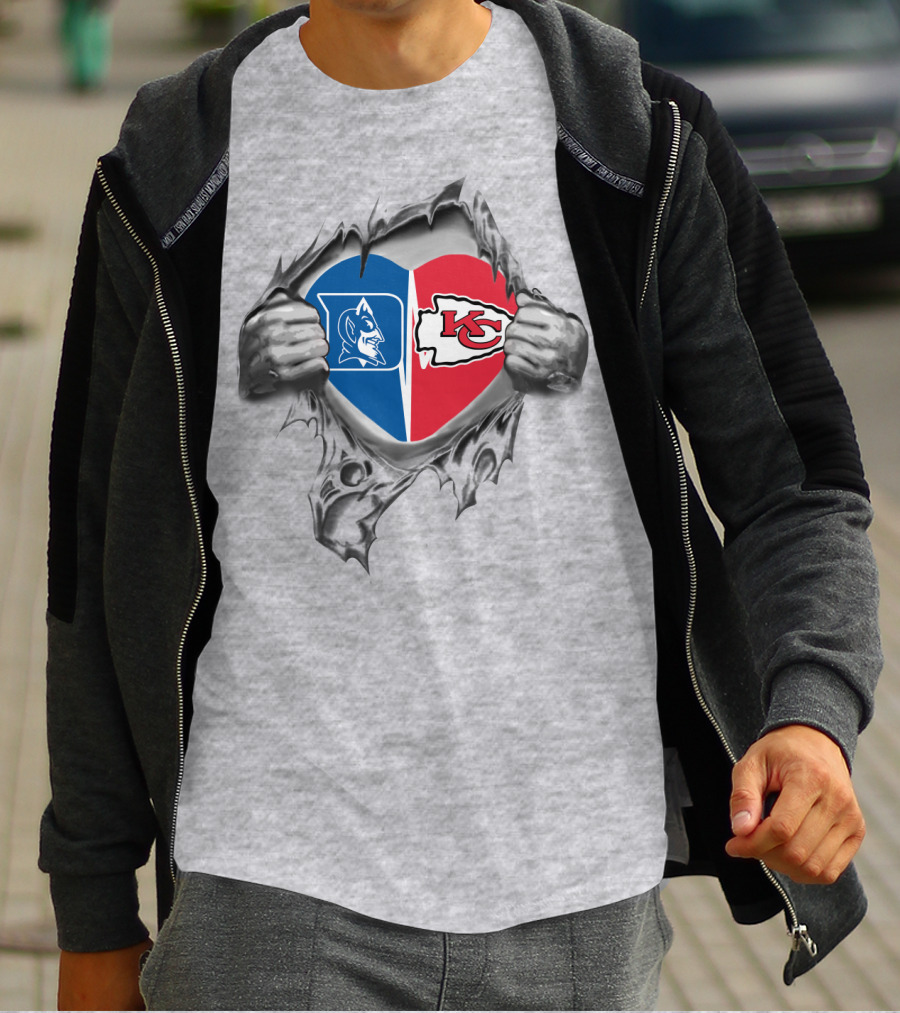 Chiefs And Duke Blue Devils Heart T-Shirt