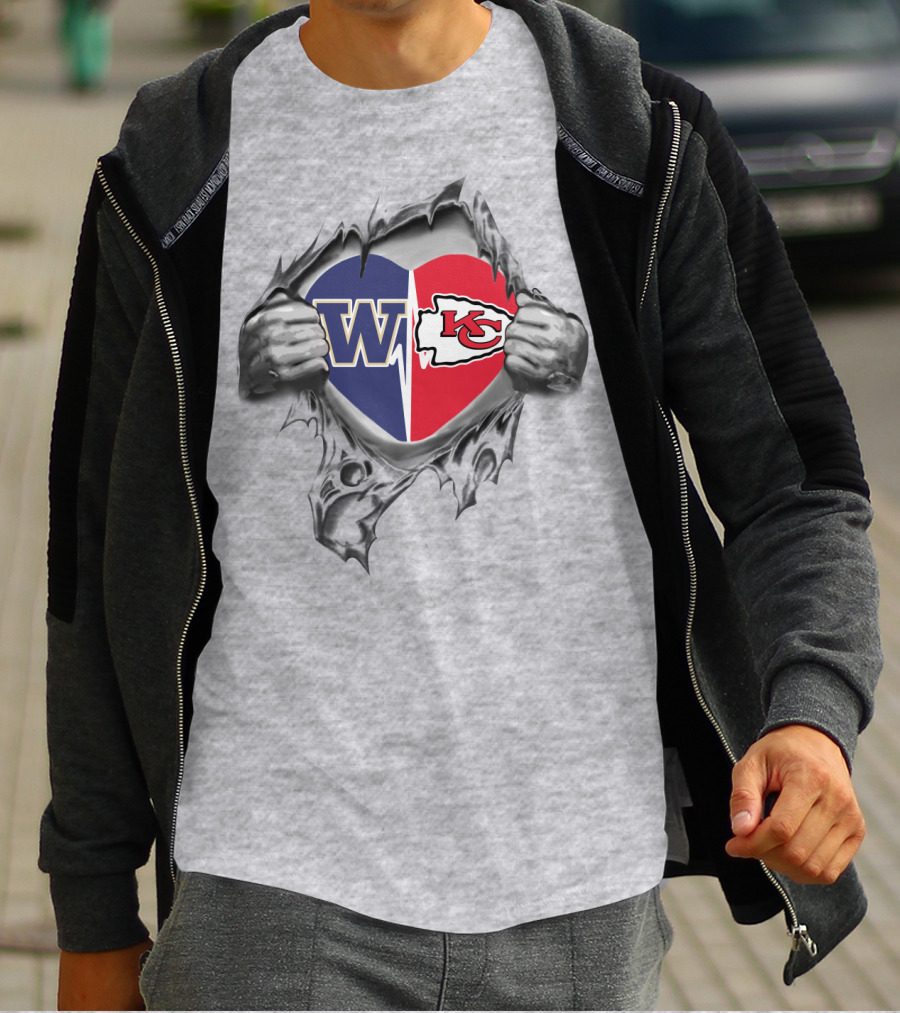 Chiefs Huskies Heart Split With W KC T-Shirt