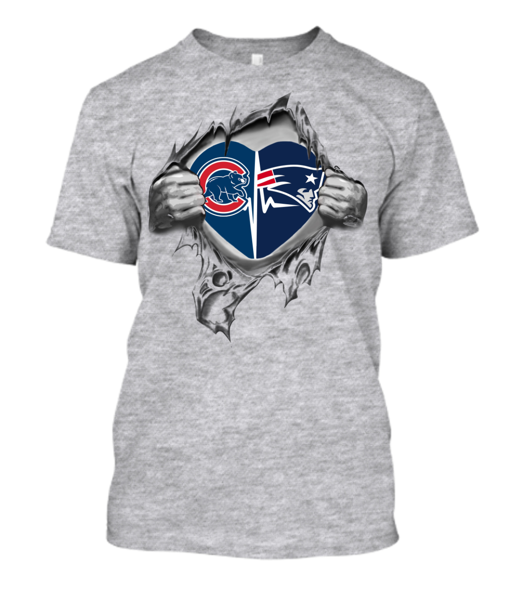 Cubs Patriots Heart Tear T-Shirt