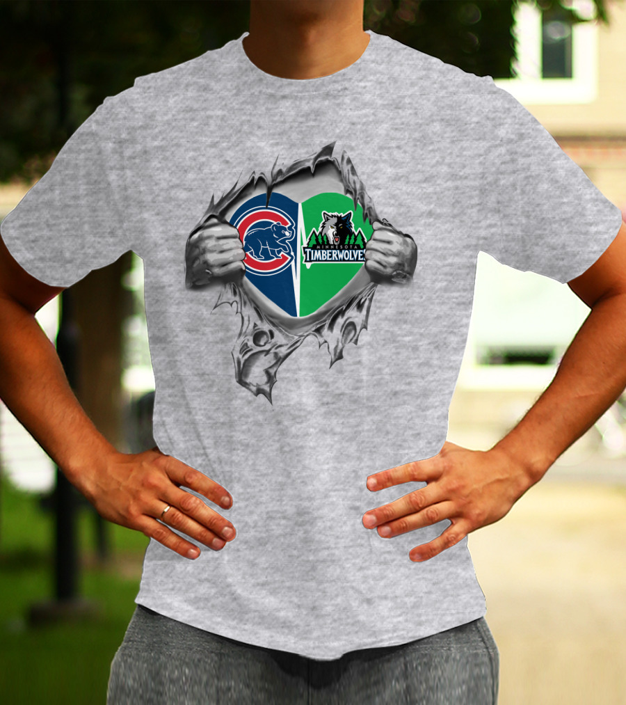 Cubs Timberwolves Logo Torn Heart T-Shirt