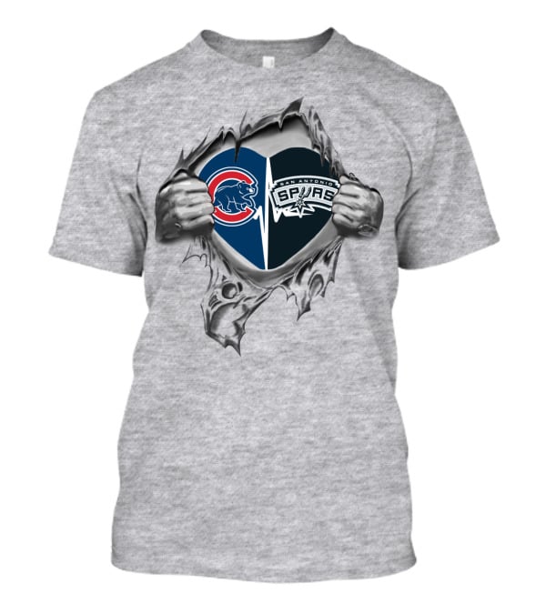 Cubs Spurs Heart Design Featuring Chicago Cubs And San Antonio Spurs T-Shirt