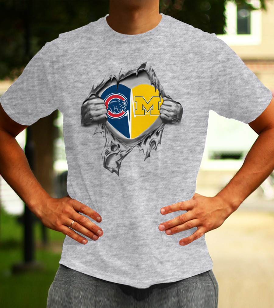 Cubs Michigan Heart Hands Ripping T-Shirt