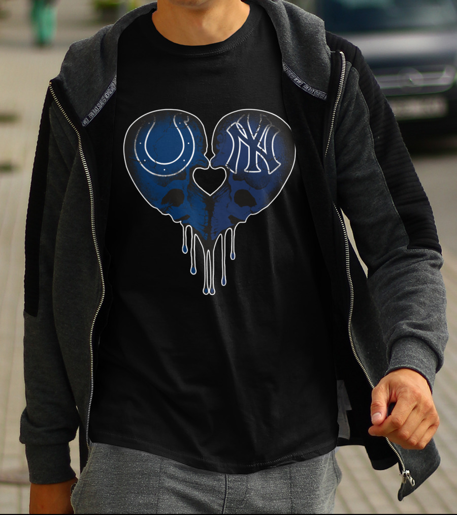 Colts Yankees Skull Heart Fusion T-Shirt